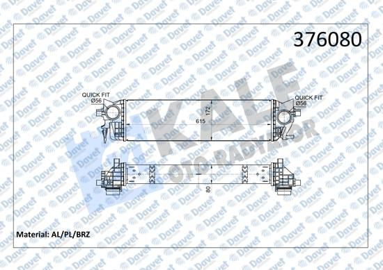 KALE 376080 Turbo Radyatoru Volvo S60 S90 Xc60 Xc90 [Brazing] M/A [615x172x56]